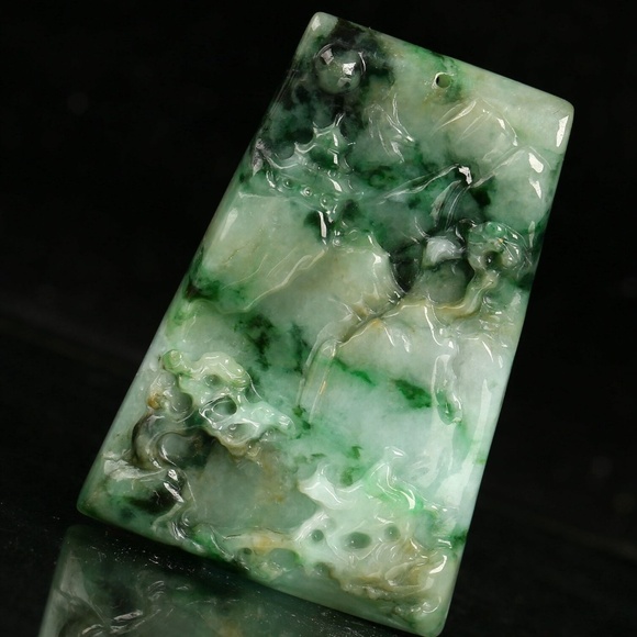 Cert'd 2 Color Natural Grade A Jade jadeite Pendant landscape 山水 - Picture 5 of 9